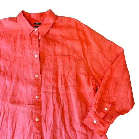 GAP Women’s Oversized Coral Linen Button Down Shirt | Size XL 801E - Picture 4 of 11